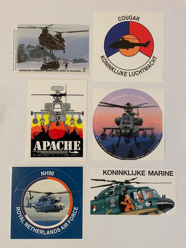 Stickers helikopters Nederlandse Luchtmacht Landmacht Marine, Verzamelen, Verzenden, Luchtmacht, Nederland, Overige typen