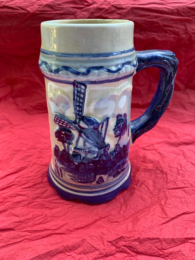 Vintage Delft Holland Bierpul met Molen Decoratie, Ophalen of Verzenden