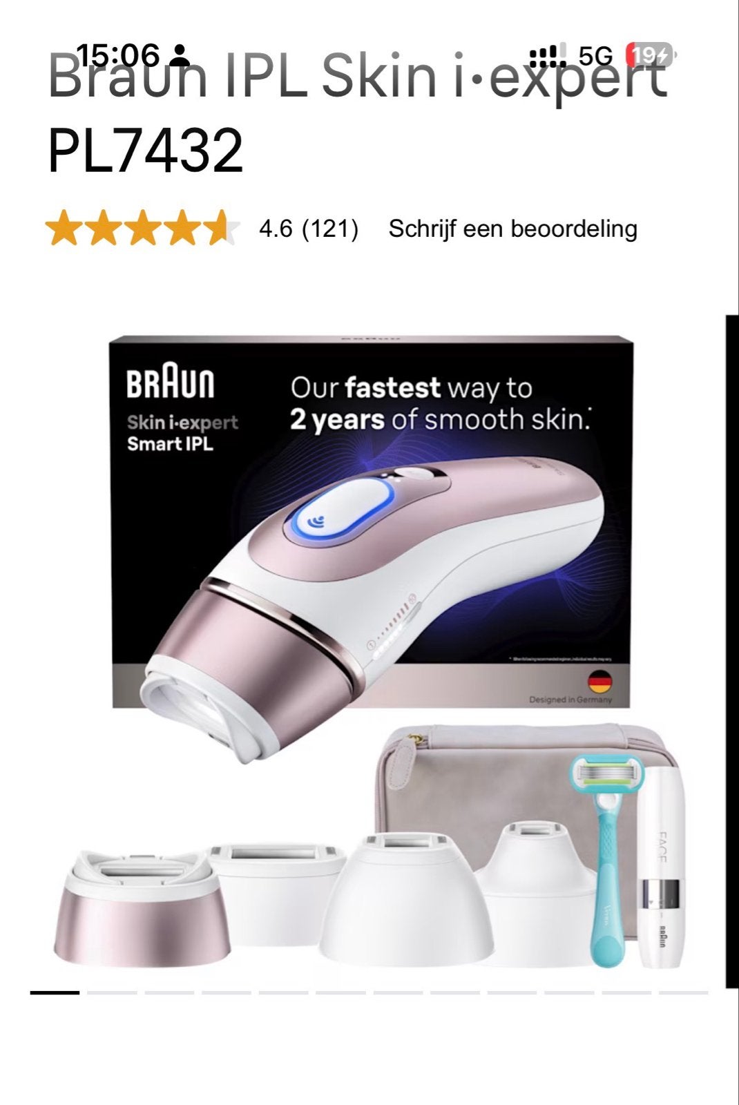 Braun IPL Skin i-expert PL7432 Smart IPL ontharing, Ophalen, Nieuw, Scheren en Epileren