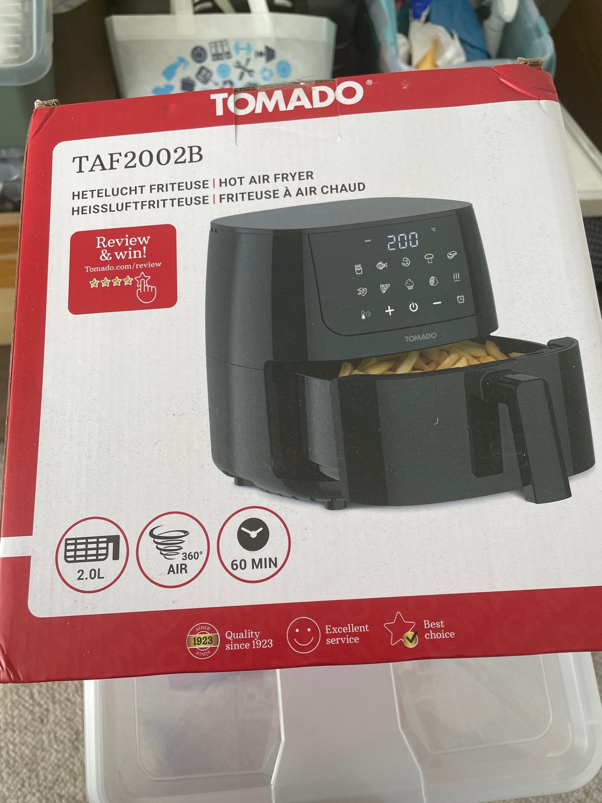 Tomado TAF2002B Hetelucht Friteuse - Nieuw in doos, Minder dan 1 liter, Ophalen of Verzenden, Nieuw