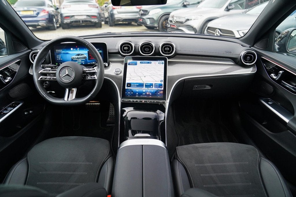 Mercedes-Benz C-klasse 300 e star Edition AMG Line Plus | Pa, Auto's, Mercedes-Benz, Automaat, 4 cilinders, Blauw, Plug-in hybride