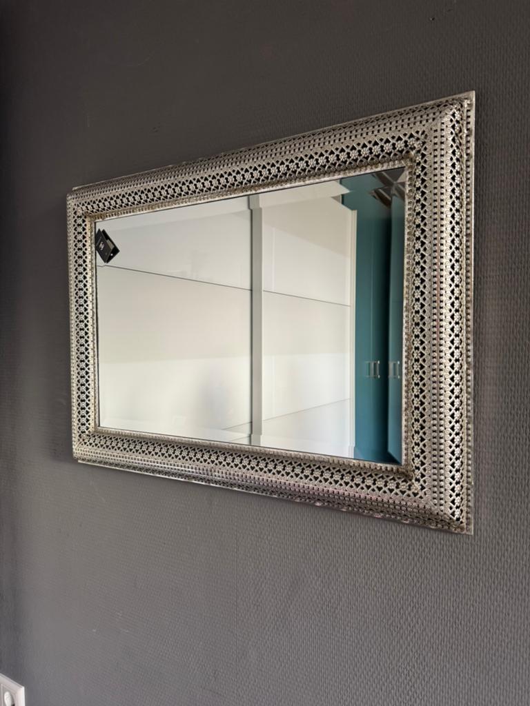 Vintage luxe spiegel zilveren rand, Huis en Inrichting, Woonaccessoires | Spiegels, Minder dan 50 cm, Minder dan 100 cm, Rechthoekig