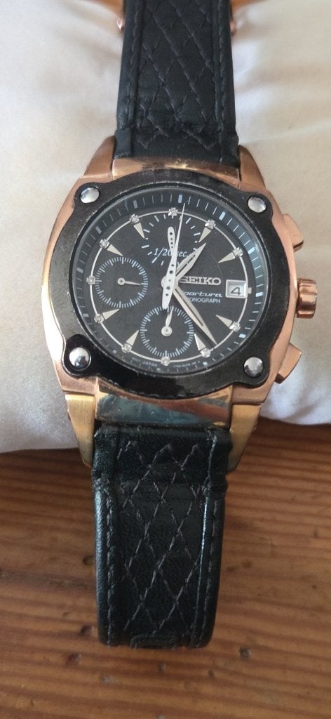 Seiko Sportura Chronograaf (SNDZ80), Leer, Polshorloge, Ophalen of Verzenden, Zo goed als nieuw