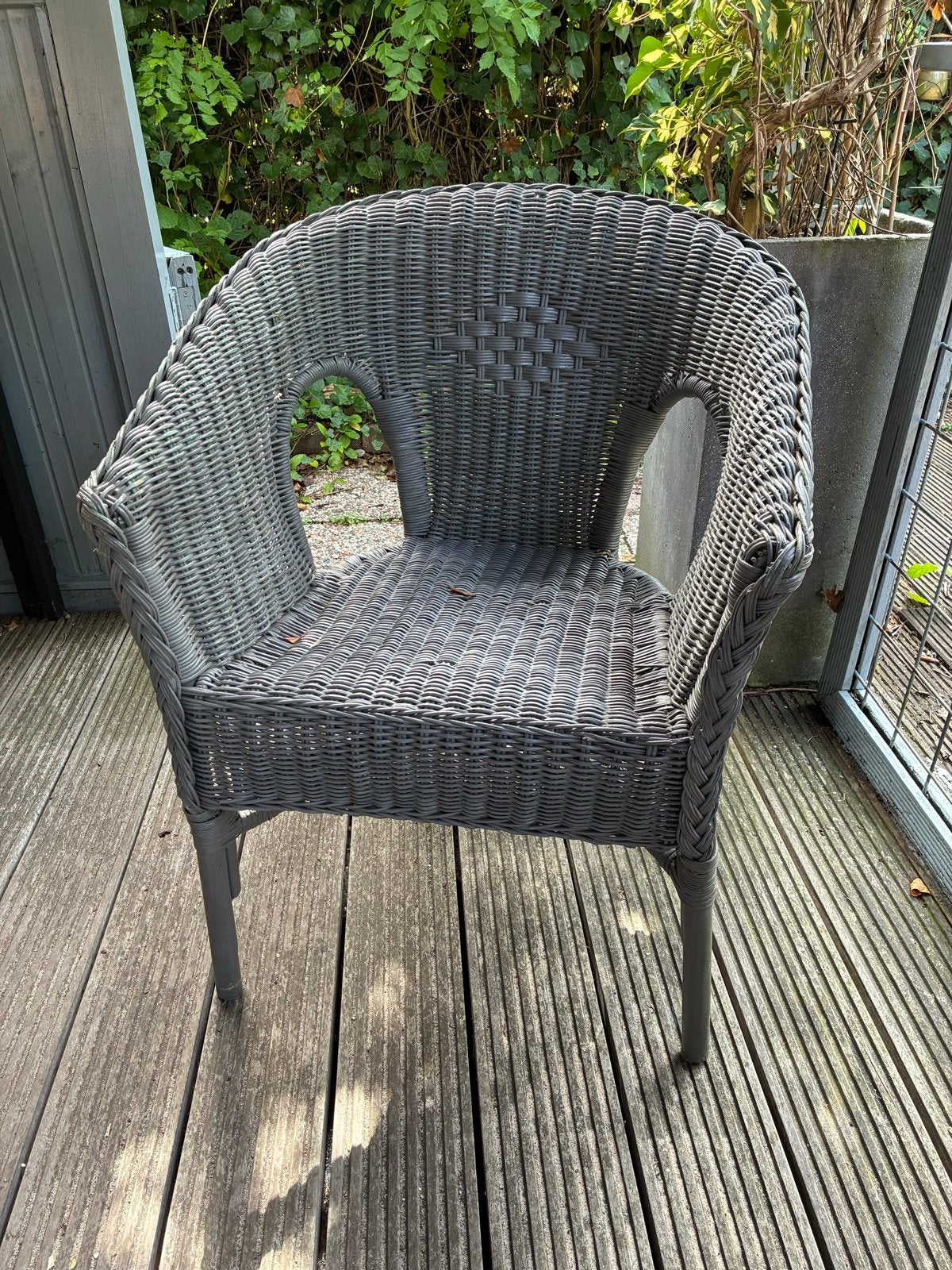 2x Wicker tuinstoelen - Grijs, Tuin en Terras, Ophalen, Gebruikt, Wicker