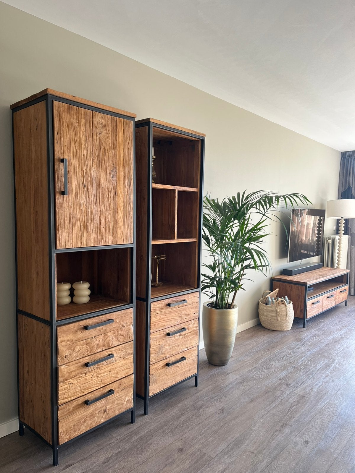 Kasten en dressoir (3-delig set), Ophalen, Gebruikt, Met lade(s), Minder dan 150 cm