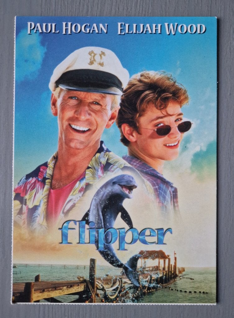 Paul Hogan Elijah Wood Flipper dolfijn Ansichtkaart 1, Verzamelen, Verzenden, 1980 tot heden, Ongelopen, Sterren en Beroemdheden