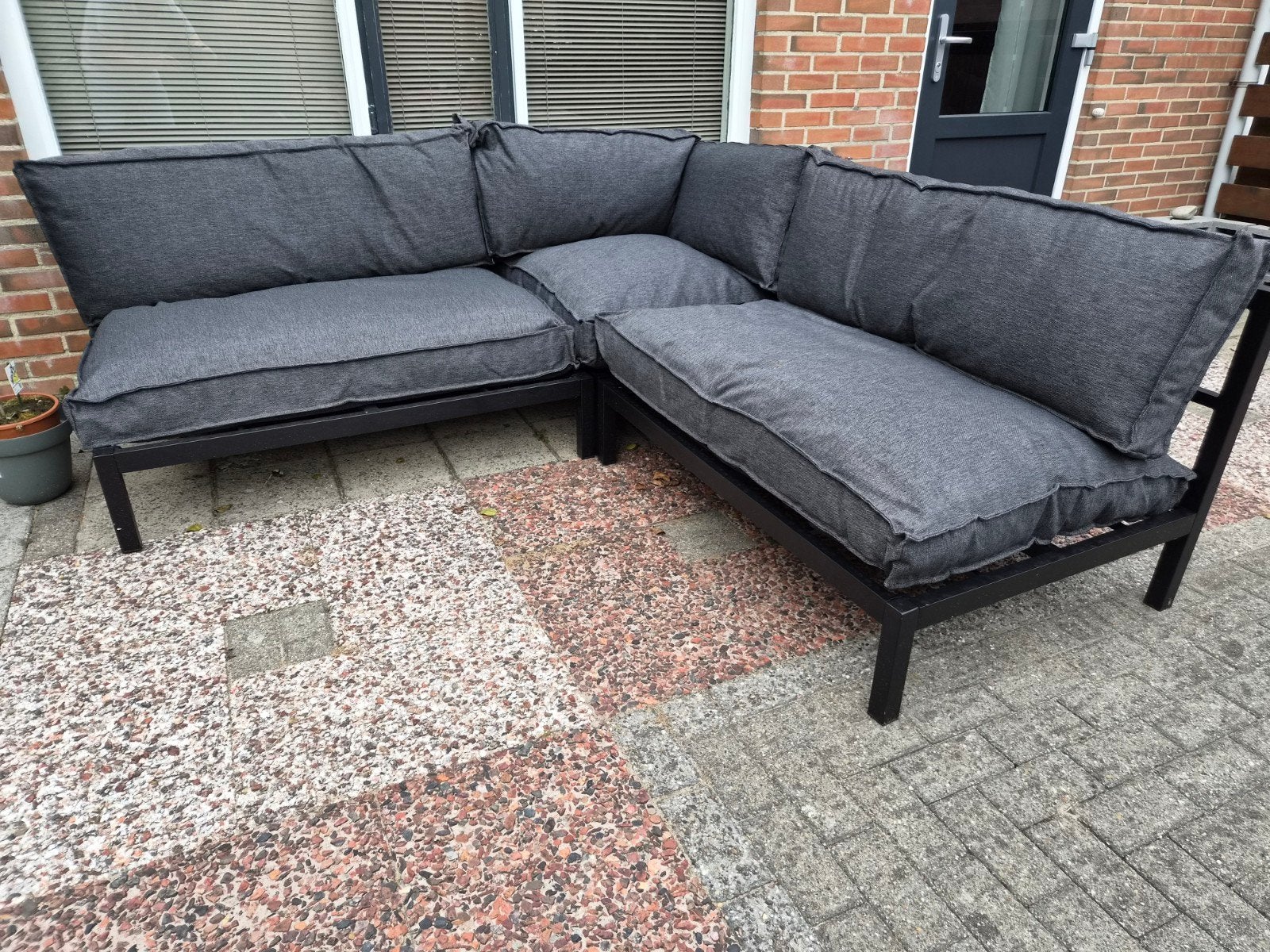 Loungeset palletkussens z.g.a.n !!, Tuin en Terras, Tuinsets en Loungesets, Gebruikt, Loungeset, Aluminium, 4 zitplaatsen, Bank