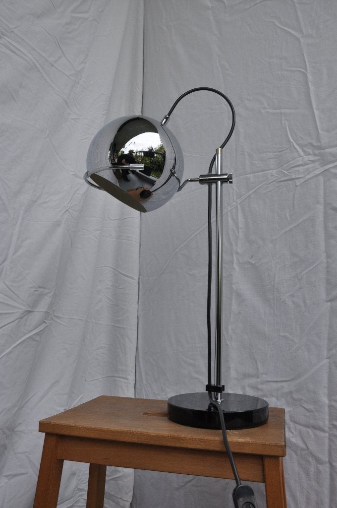 Anvia | vintage | tafellamp | chrome | bollamp | design |BLF, Ophalen of Verzenden, Zo goed als nieuw, Vintage | Design | 70ties | Retro | Spots | Chrome | Origineel |