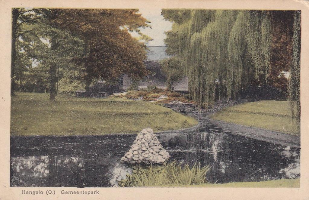 Hengelo, Park, 1938., Verzamelen, Ansichtkaarten | Nederland, Verzenden, 1920 tot 1940, Gelopen, Overijssel