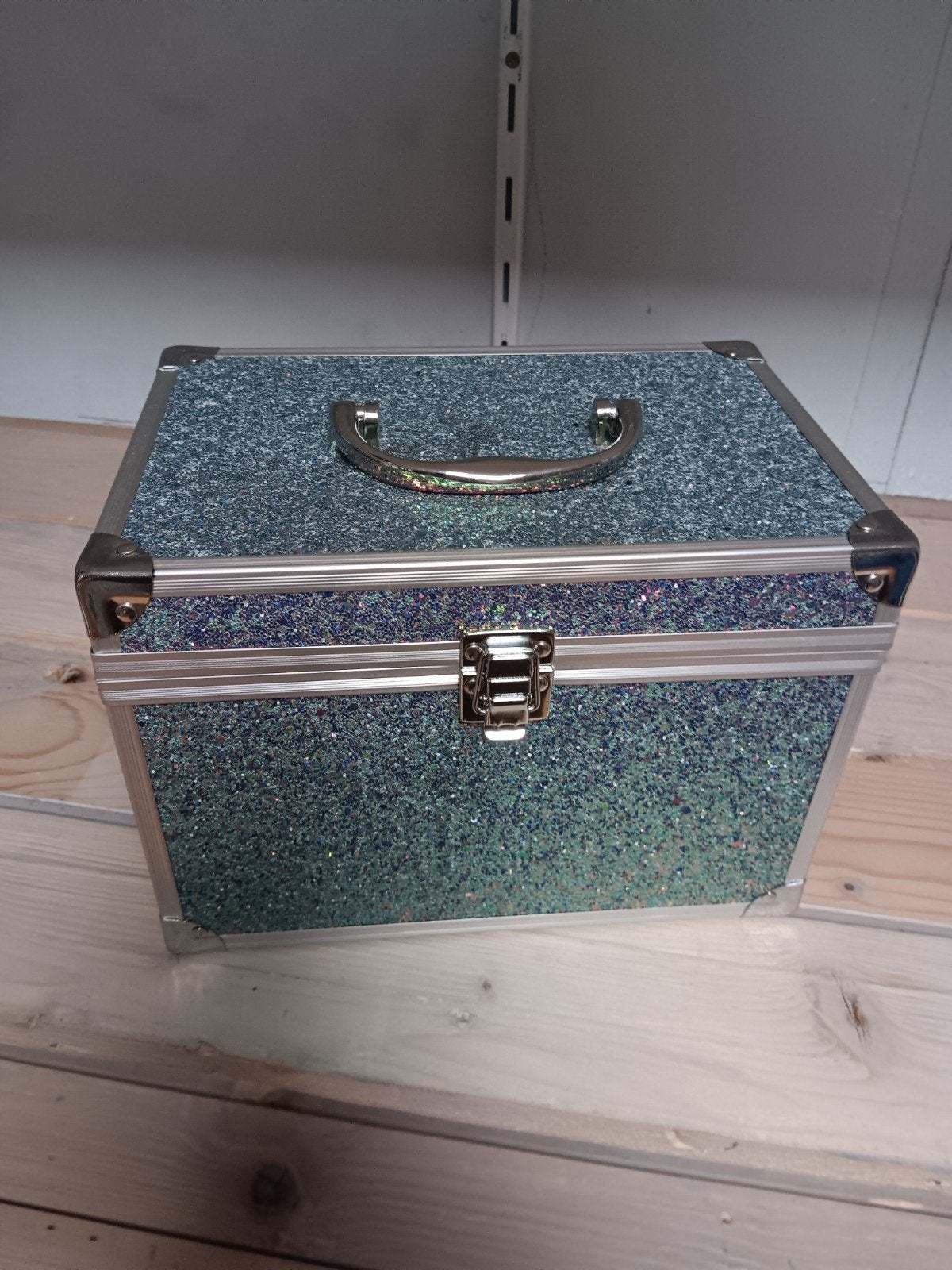Glitter Beautycase - Blauw/Groen, Blauw, Onbekend, Ophalen of Verzenden, Zo goed als nieuw
