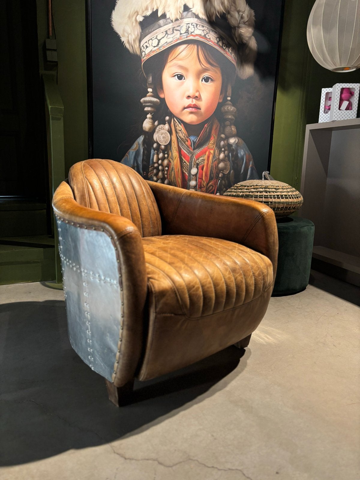 Unieke Aviator Fauteuil - Leer & Metaal, Gebruikt, 75 tot 100 cm, Aviator, Stoer industrieel