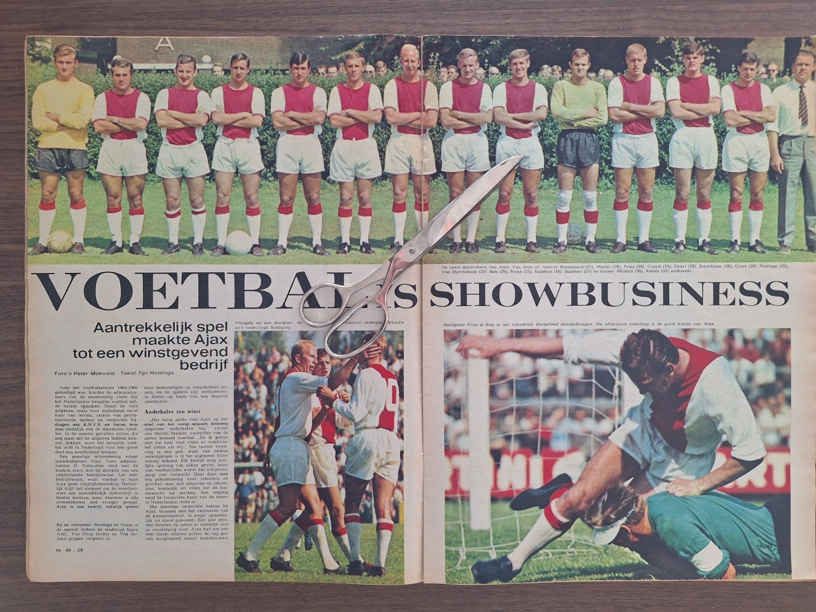 Ajax-artikel 1966 met Cruijff en bijzondere poster, Ophalen of Verzenden, 1960 tot 1980, Nederland, Tijdschrift