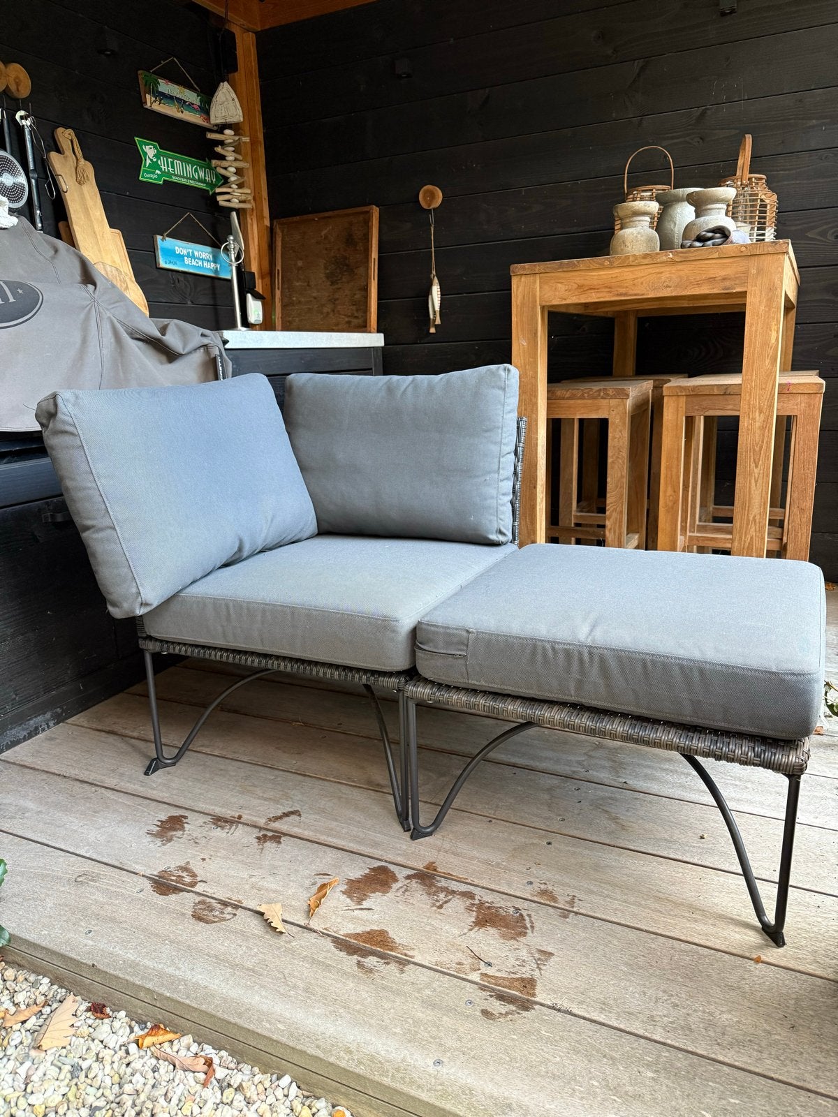 IKEA Loungeset hoekelement met 1-zitselement, Gebruikt, Hocker, Loungeset, Wicker