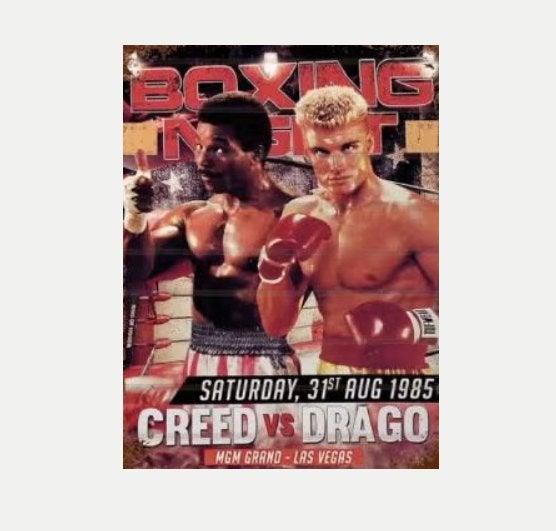 Vintage metalen bordje Rocky - Creed vs Drago (30x20cm), Ophalen of Verzenden, Nieuw, Reclamebord
