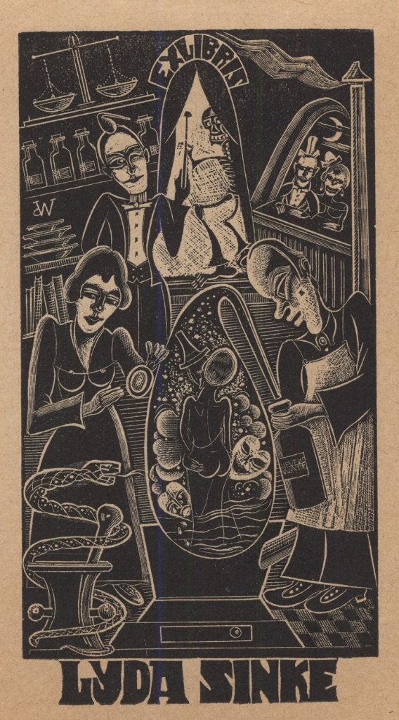 0390 Ex Libris Nederland : Cor de Wolff, 1947, Antiek en Kunst, Kunst | Etsen en Gravures, Verzenden, Ex libris
