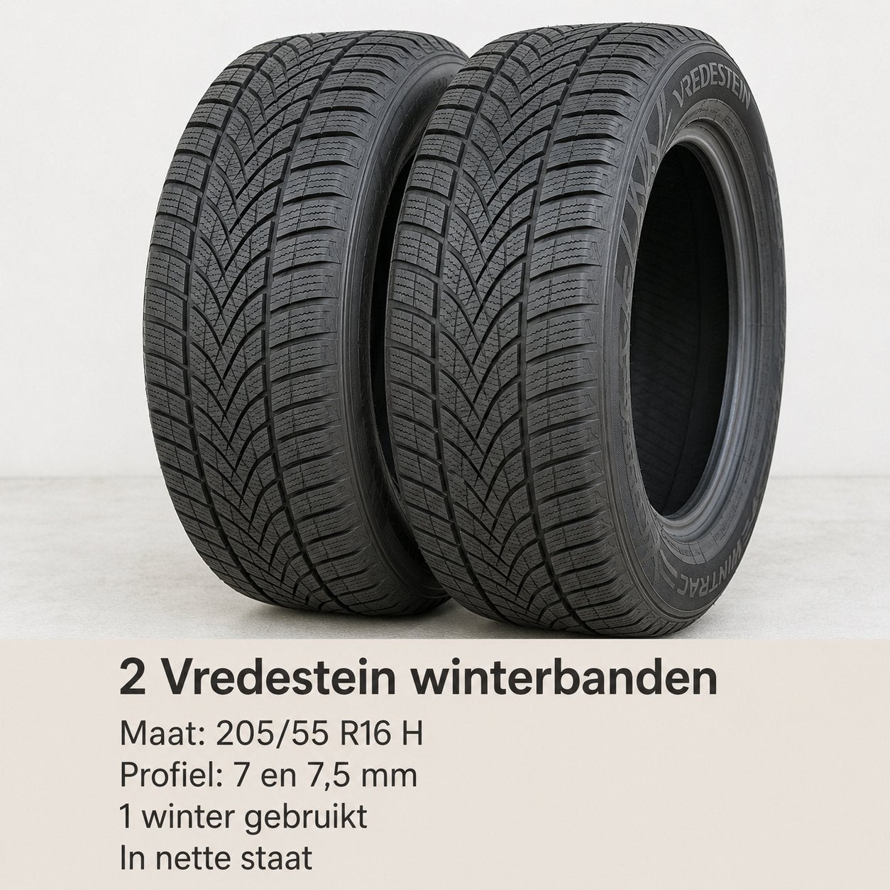 2 Vredestein winterbanden 205/55 R16 H, 1 winter gebruikt, Ophalen, Gebruikt, 16 inch, Band(en)