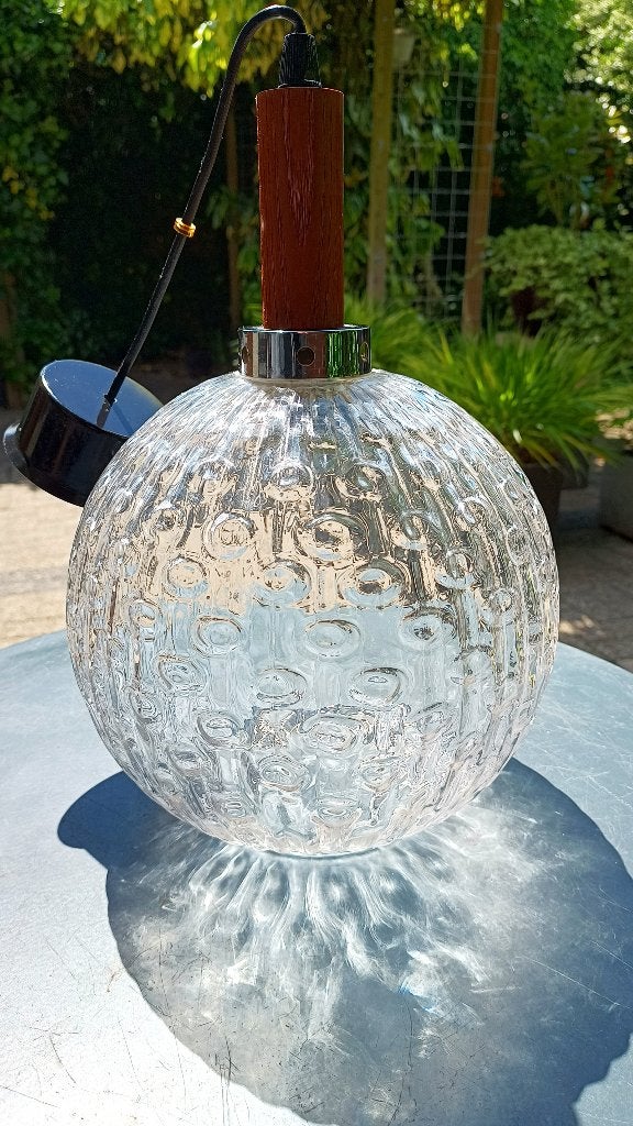 Vintage hanglamp - glazen bol lamp - Doria / Philips 60s, Ophalen of Verzenden, Gebruikt, Glas, Vintage Doria  Leuchten - Philips  - sixties