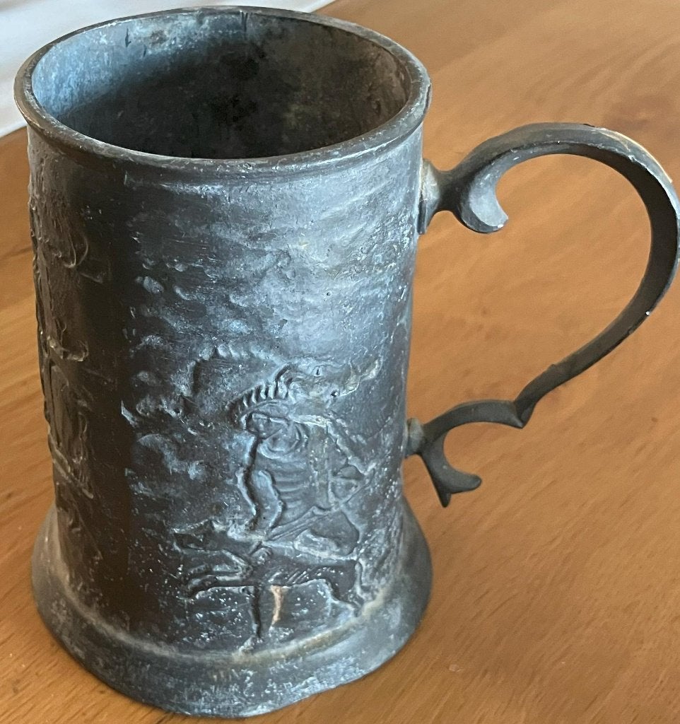 Oude Duitse tinnen beker ca. 1880 jachtvoorstelling, Antiek en Kunst, Antiek | Tin, Verzenden