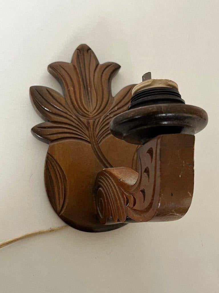 Retro wandlampje van hout, Huis en Inrichting, Ophalen of Verzenden, Gebruikt, Hout, Bruin