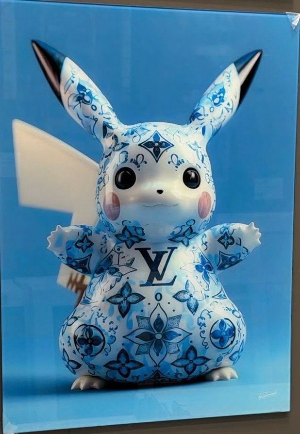 Pikachu glas schilderij - Louis Vuitton stijl, 50 – 75, Ophalen of Verzenden, Zo goed als nieuw, Schilderij
