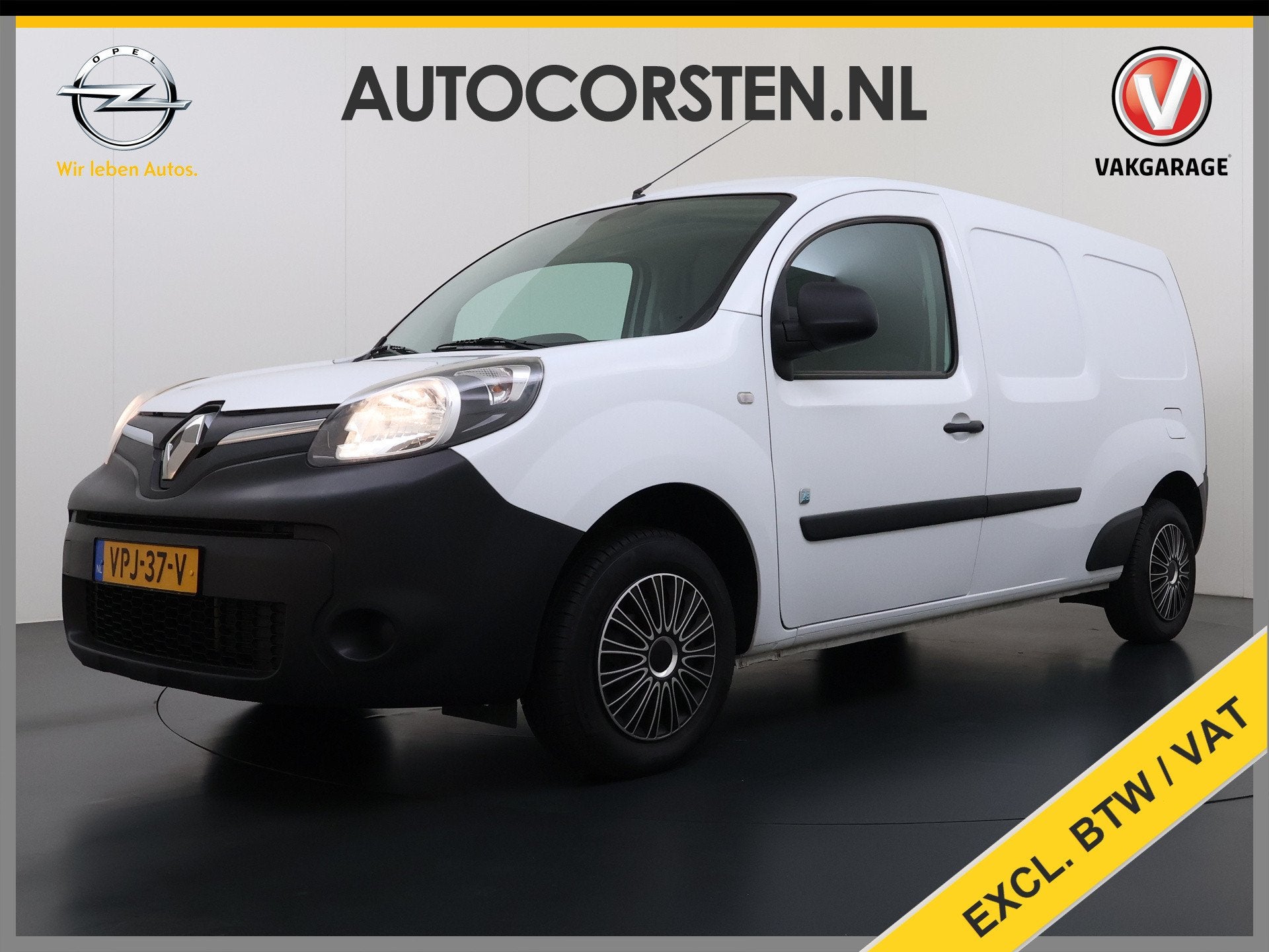 Renault Kangoo Z.E. Maxi Huur Accu Trekhaak Airco Bluetooth, Auto's, Stof, Gebruikt, 33 kWh, Wit