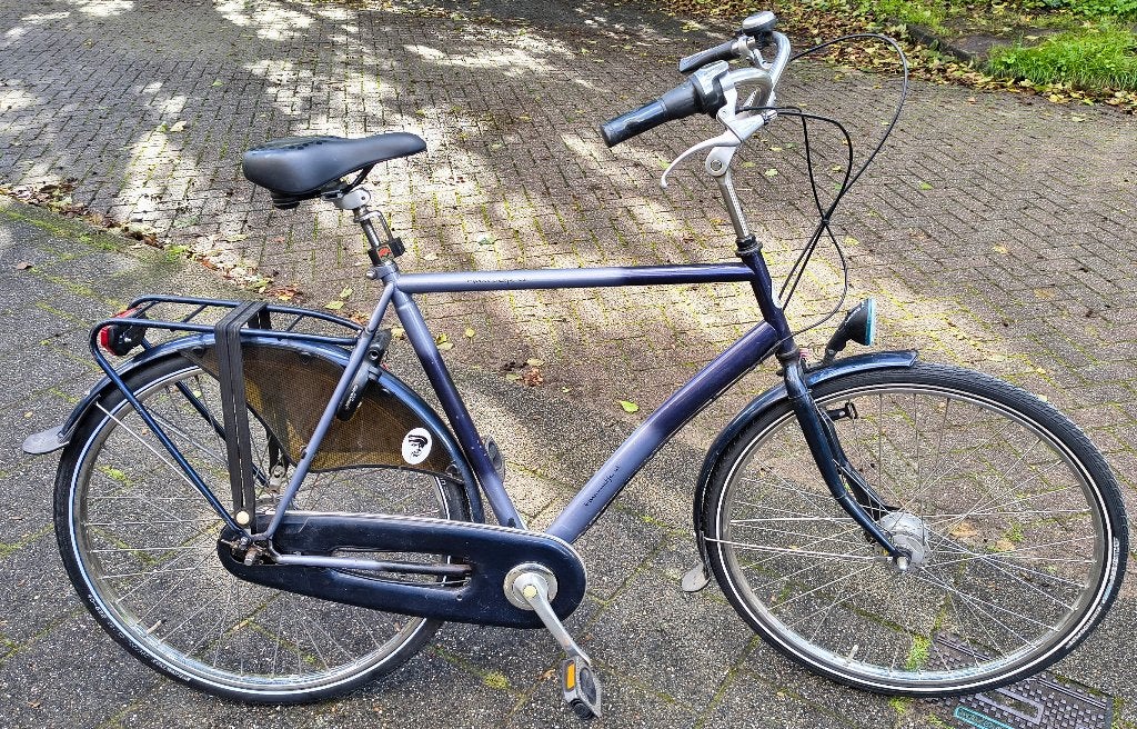 Degelijke sportieve Nederlandse herenfiets, Versnellingen, Zo goed als nieuw, 57 tot 61 cm, Trommelrem