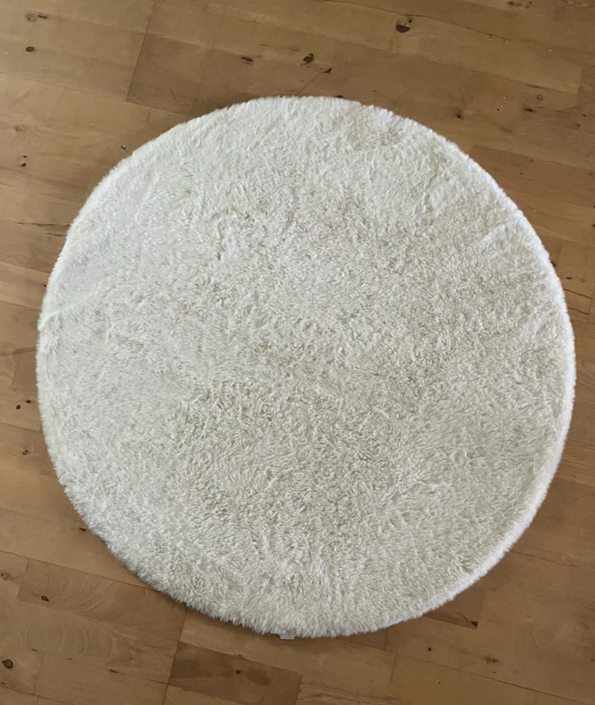 Wit zacht kleed, diameter 90 cm, Huis en Inrichting, Ophalen, Wit, Rond, Zo goed als nieuw