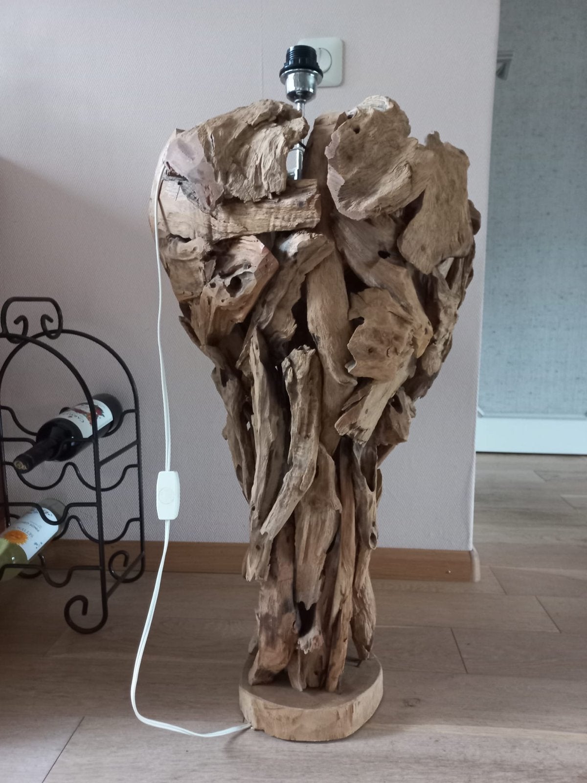 Unieke Houten Lampvoet - 70cm Hoog, 40cm Doorsnede, Ophalen, Gebruikt, Hout, Bruin