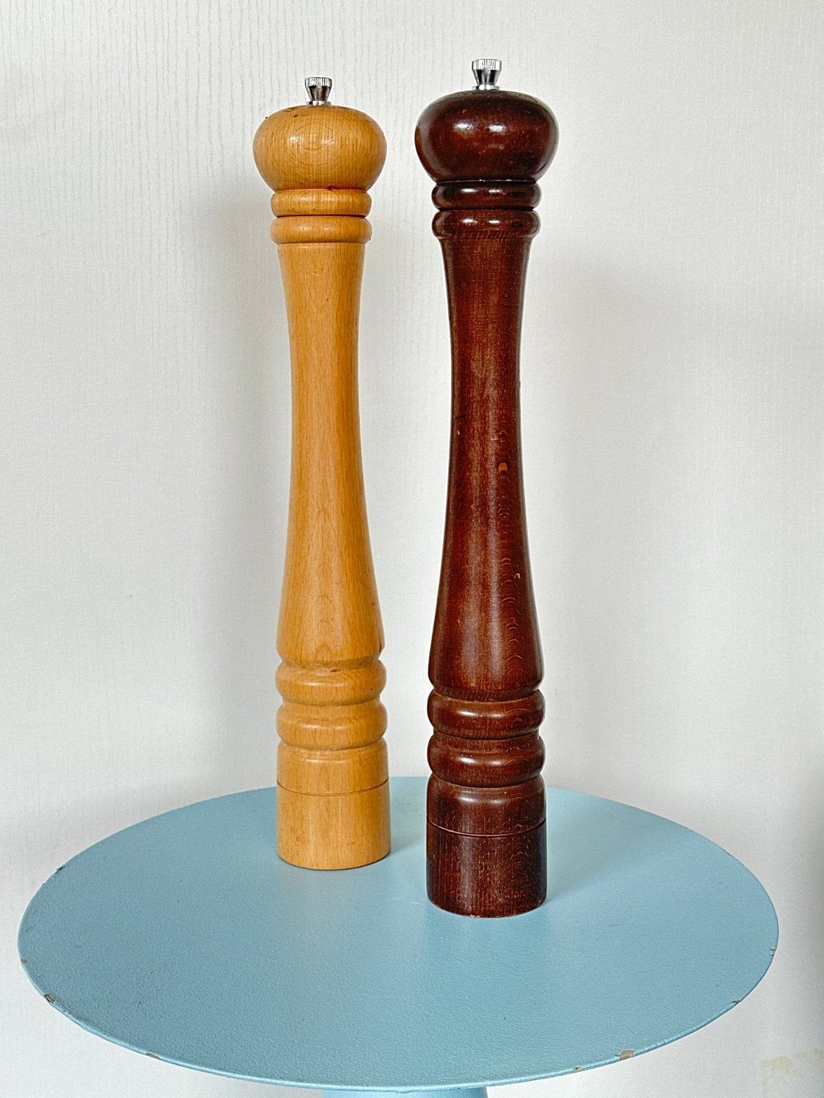 Vintage houten peper- en zoutmolen set, Ophalen of Verzenden