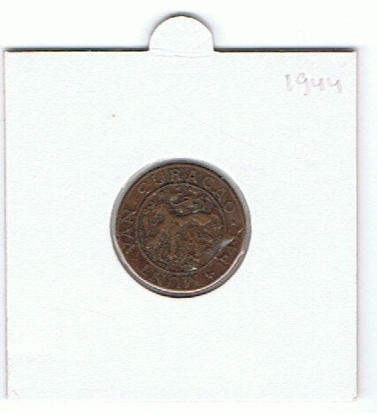Munten Curacao, Postzegels en Munten, Ophalen of Verzenden, Koningin Wilhelmina, 1 cent, Losse munt
