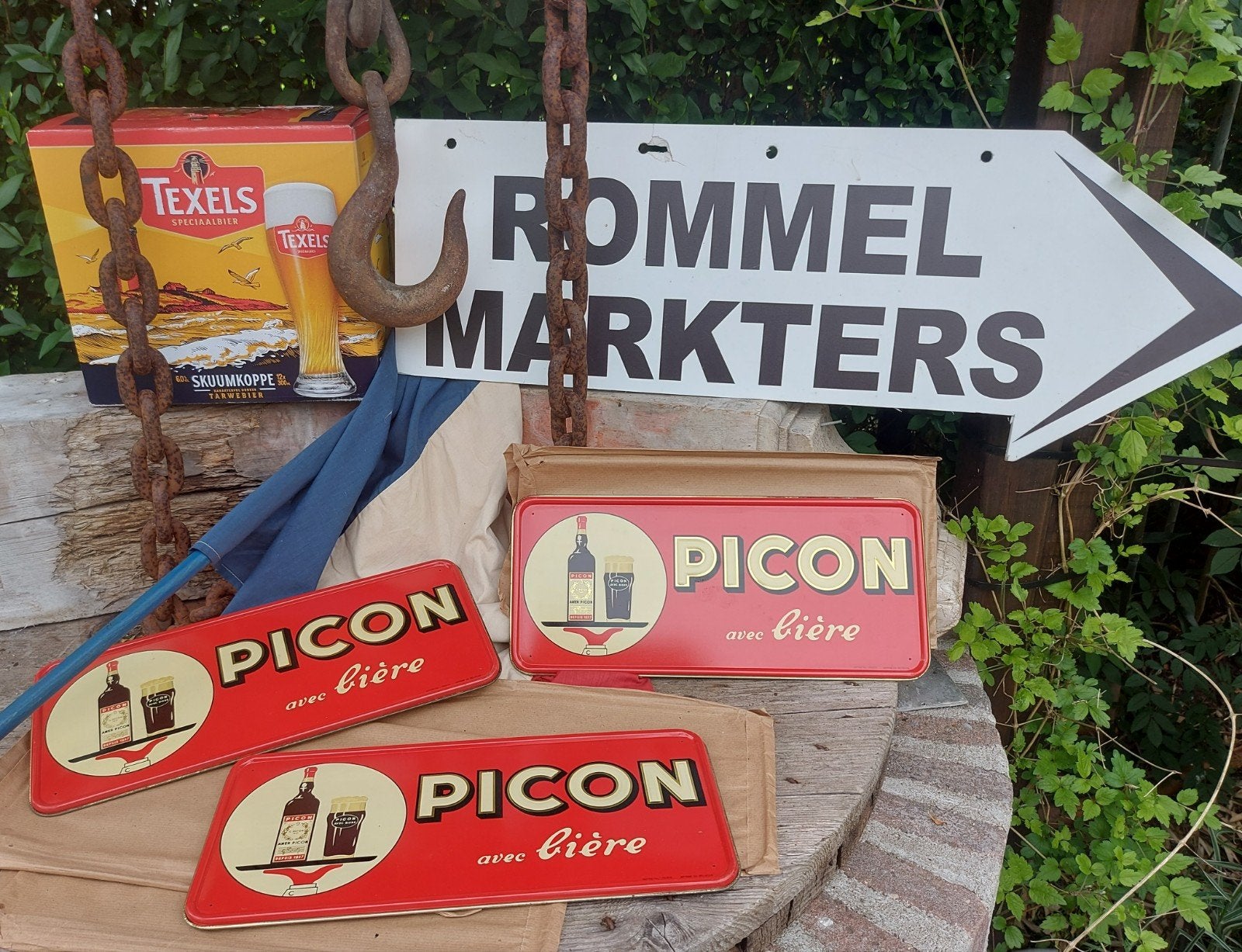 3 x authentiek reclamebord picon in blik, Ophalen of Verzenden, Reclamebord