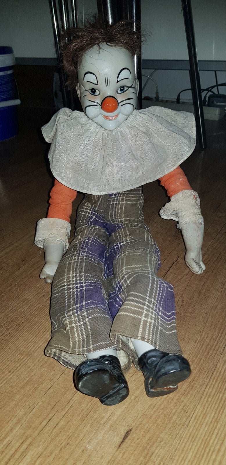 Clown pop met mooie porcelein hoofd 55 cm, Ophalen of Verzenden, Zo goed als nieuw