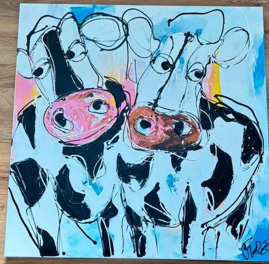 Kunstwerk: Koetjes op stap - Levendig en modern, Ophalen