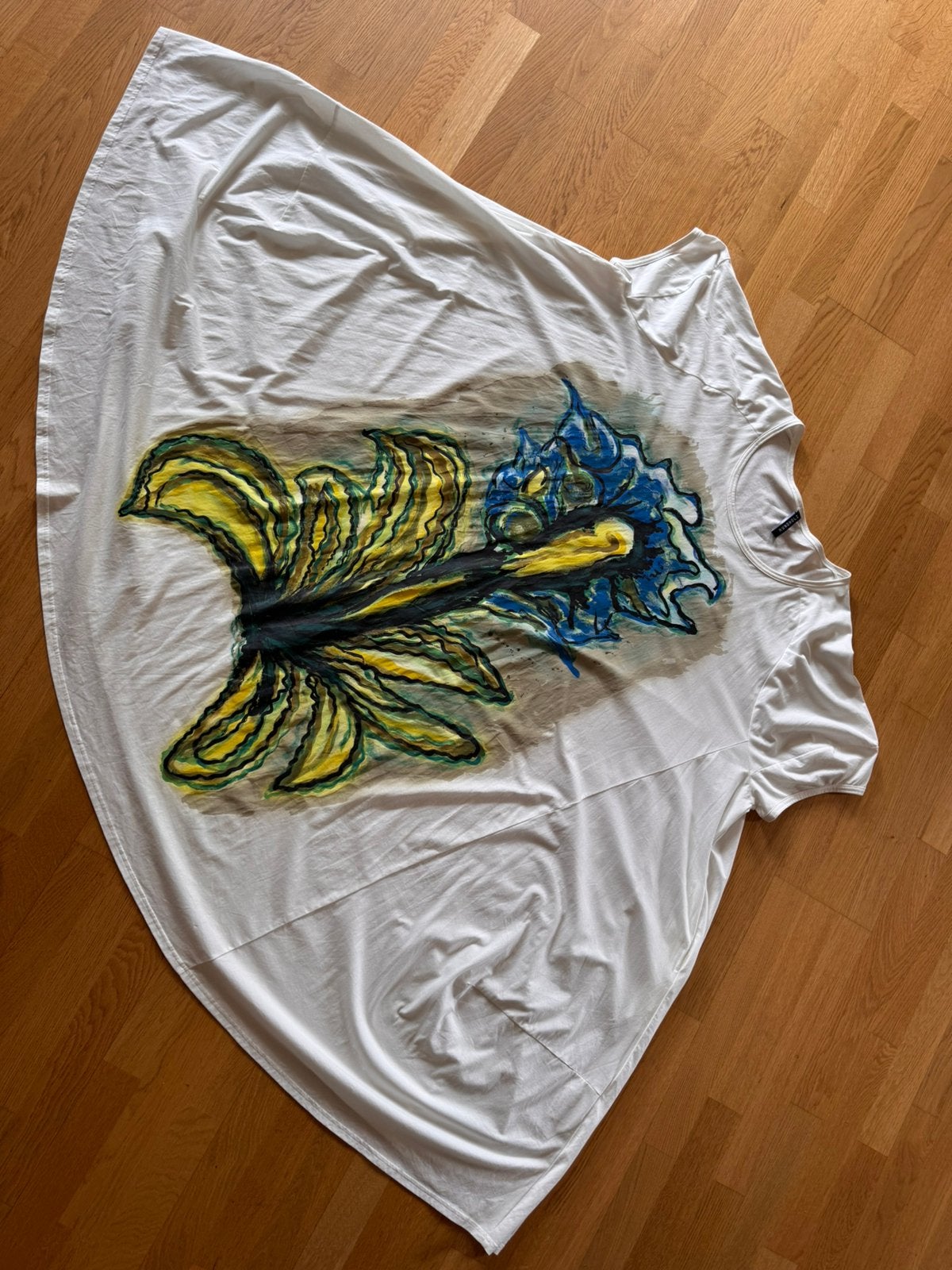 Rundholz Witte Jurk met Handgeschilderde Bloemprint, Verzenden, Wit, Maat 42/44 (L), Zo goed als nieuw