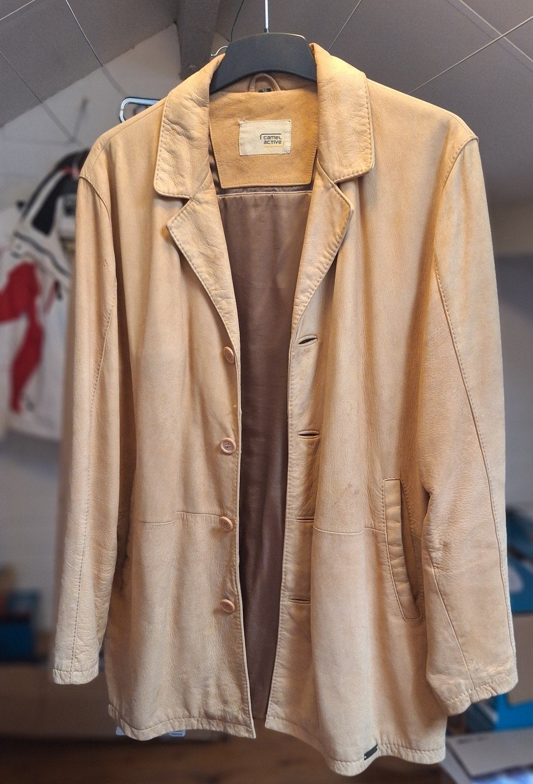 Camel Active Leren Jas - Maat 52  (xl /xxl ), Maat 52/54 (L), Beige, Ophalen of Verzenden, Gedragen