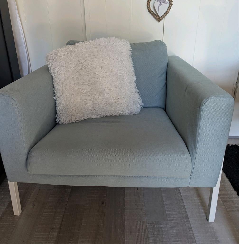 Licht blauwe Ikea stoel/fauteuil, Huis en Inrichting, Ophalen, Gebruikt, Blauw, Eén
