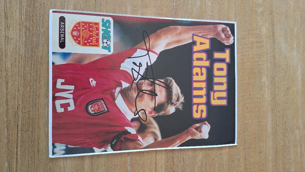Poster 20x30 cm met handtekening; Tony Adams # Arsenal, Ophalen of Verzenden, Nieuw, Buitenlandse clubs, Poster, Plaatje of Sticker