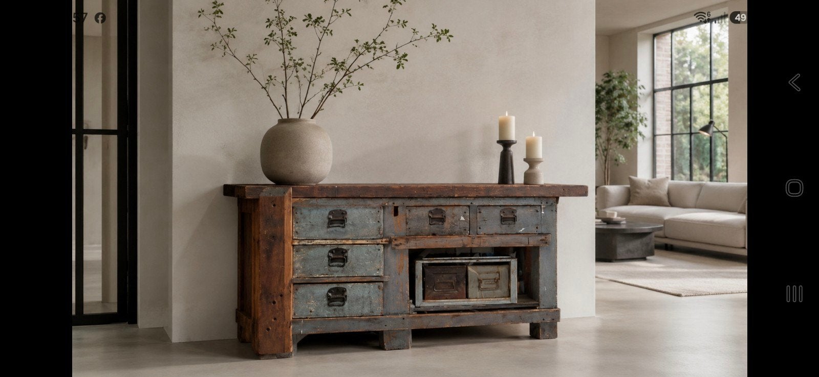 Antieke Vintage Werkbank / Side Table / Dressoir, Ophalen