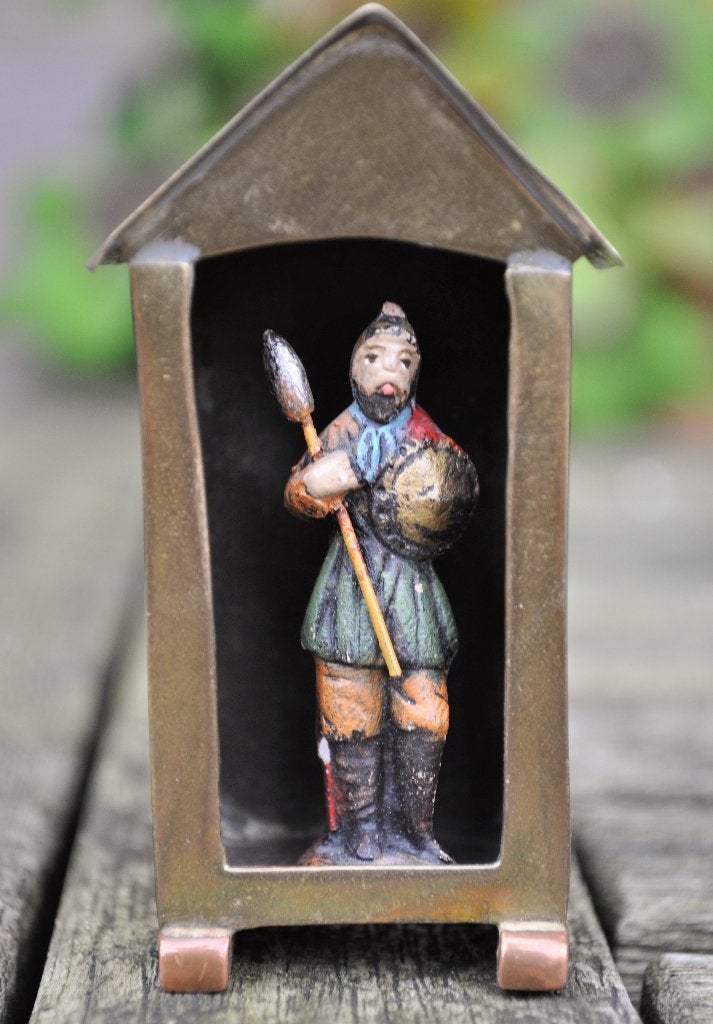 Vintage KLEIN Miniatuur Japanse Krijger Wachthuisje 7 cm, Ophalen of Verzenden