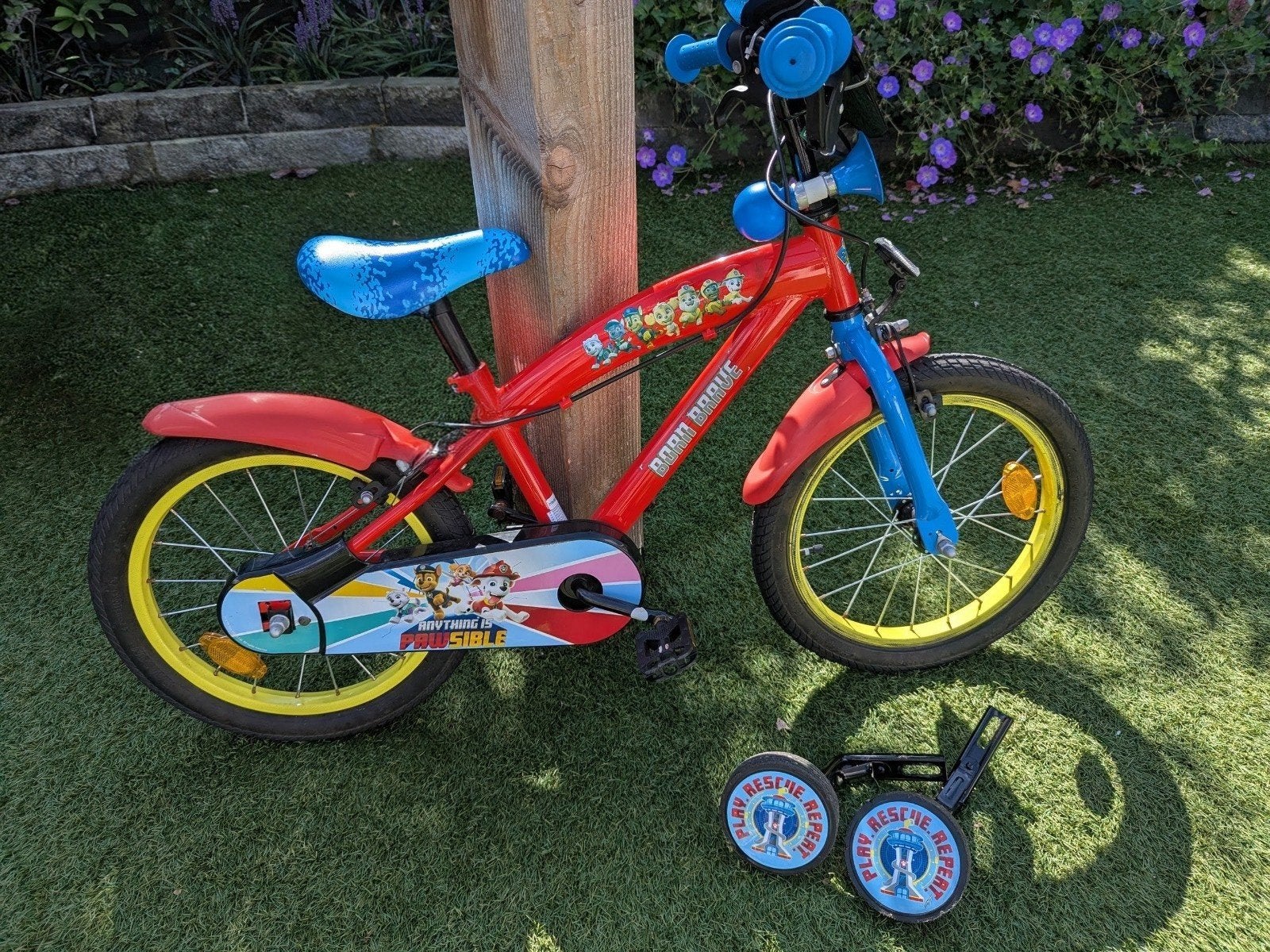 Kinderfiets Paw Patrol 16 inch, incl. zijwielen, zgan, Ophalen, Zo goed als nieuw, 16 tot 20 inch