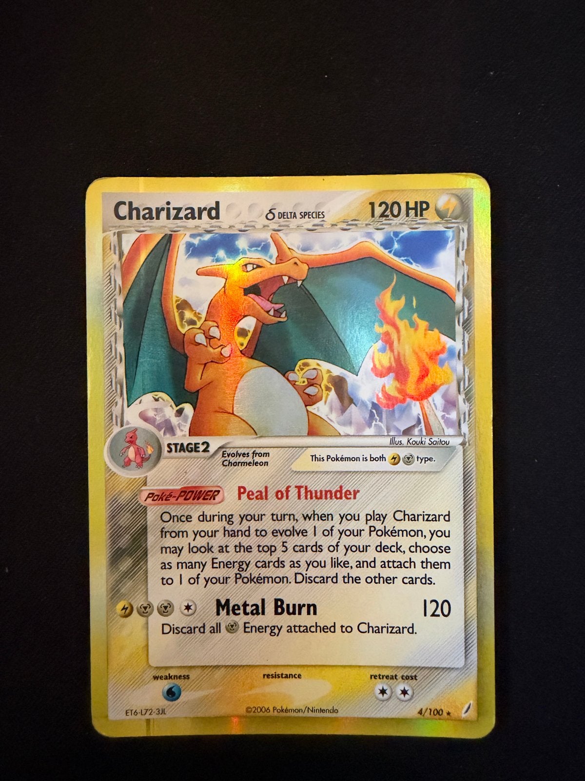 Charizard Delta Species Pokémon kaart (Foil), Ophalen of Verzenden, Zo goed als nieuw, Losse kaart, Foil