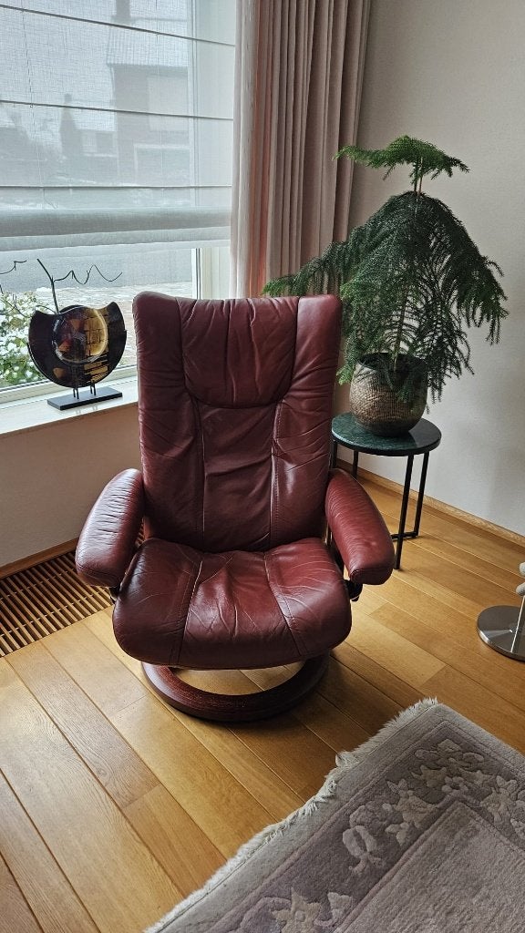 2 x Stressless Wing relaxfauteuil, Ophalen, Gebruikt, 75 tot 100 cm, Leer