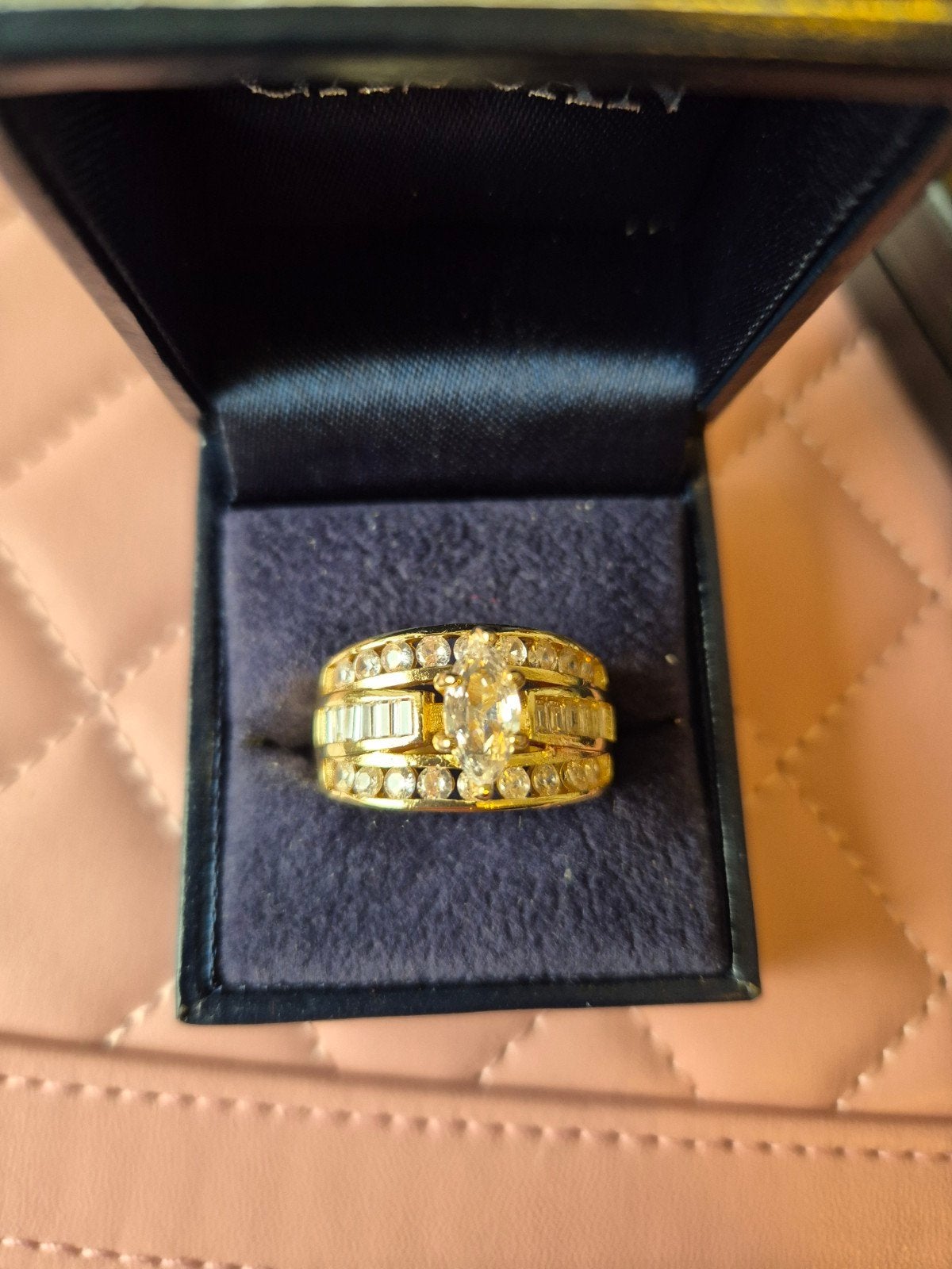 Vergulde CZ Ring met Markies Hoofdsteen, Met kristal, Overige materialen, Ophalen of Verzenden, Zo goed als nieuw