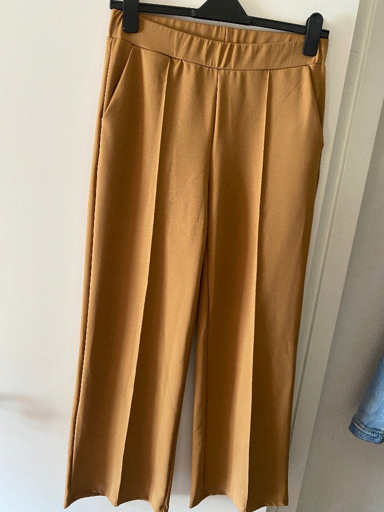 wide leg broek Miss E  XL 42/44 camel, Bruin, Maat 46/48 (XL) of groter, Ophalen of Verzenden, Zo goed als nieuw