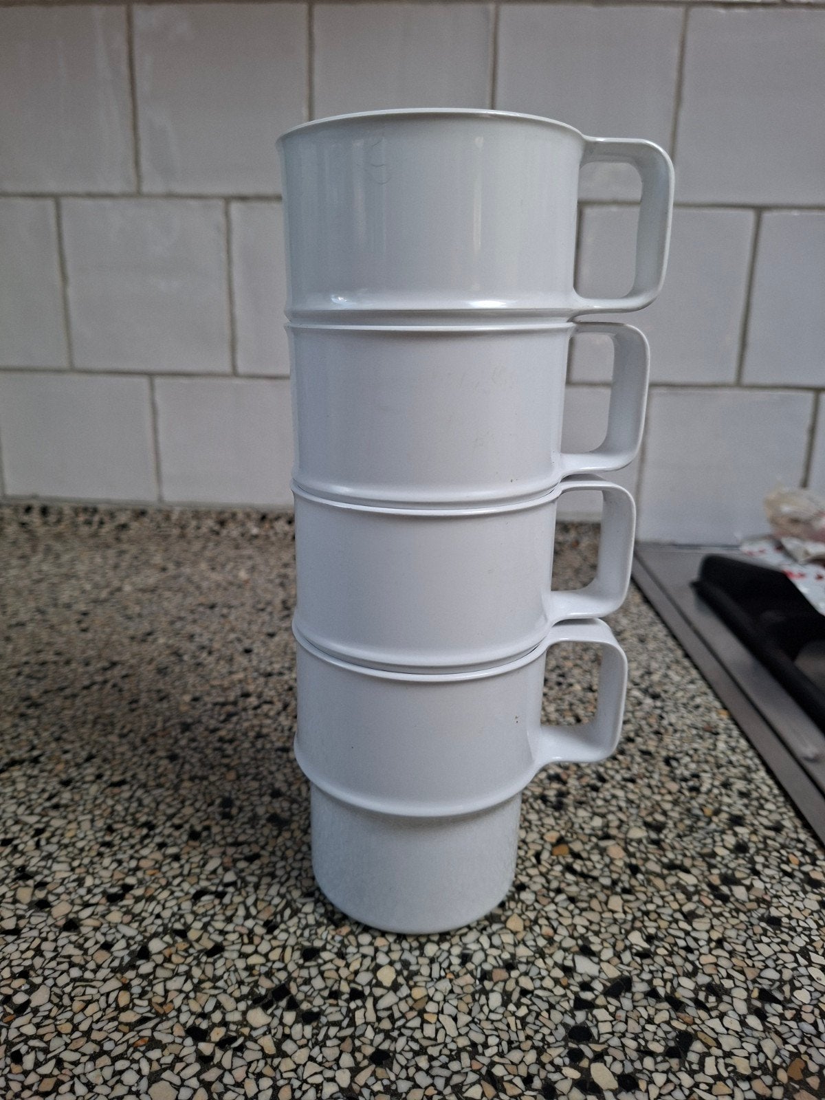 4x rosti mepal drinkbeker met oor 280 cc wit, Ophalen of Verzenden, Gebruikt