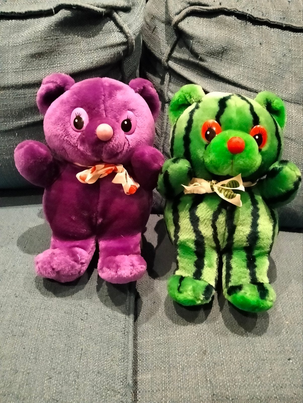 2x vintage fruit teds collectie beer, watermeloen en pruim, Kinderen en Baby's, Ophalen, Beer