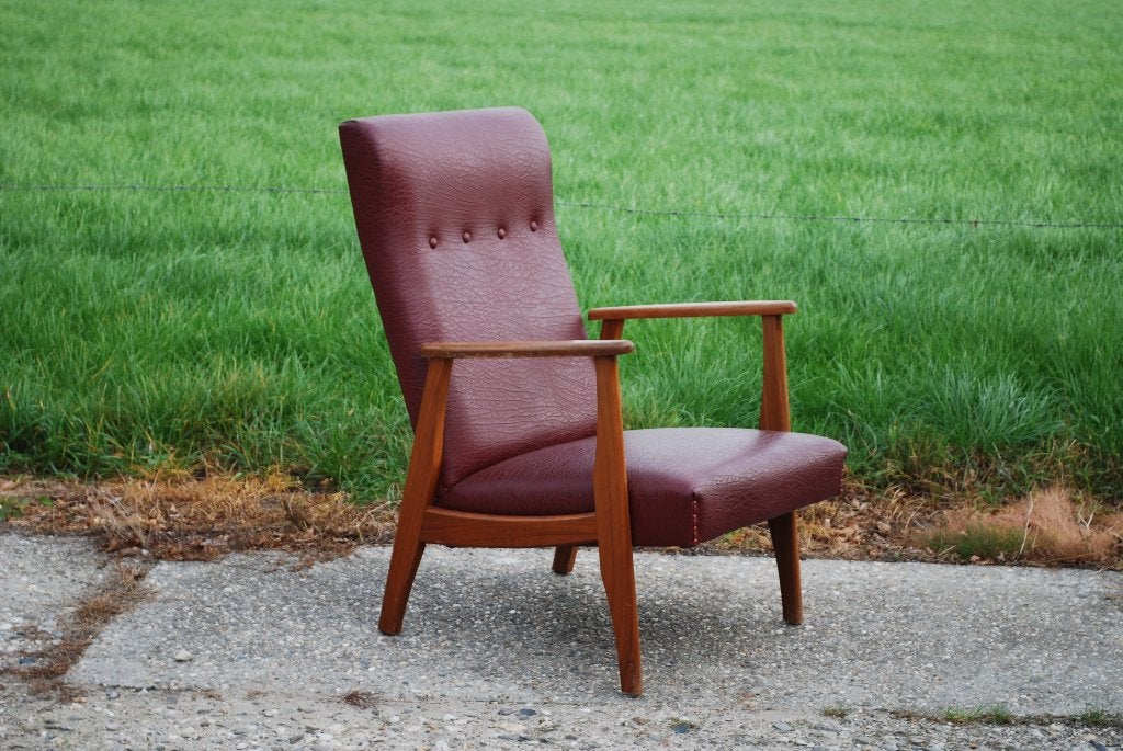 Vintage rode fauteuil, Ophalen, Gebruikt, Vintage, Nb