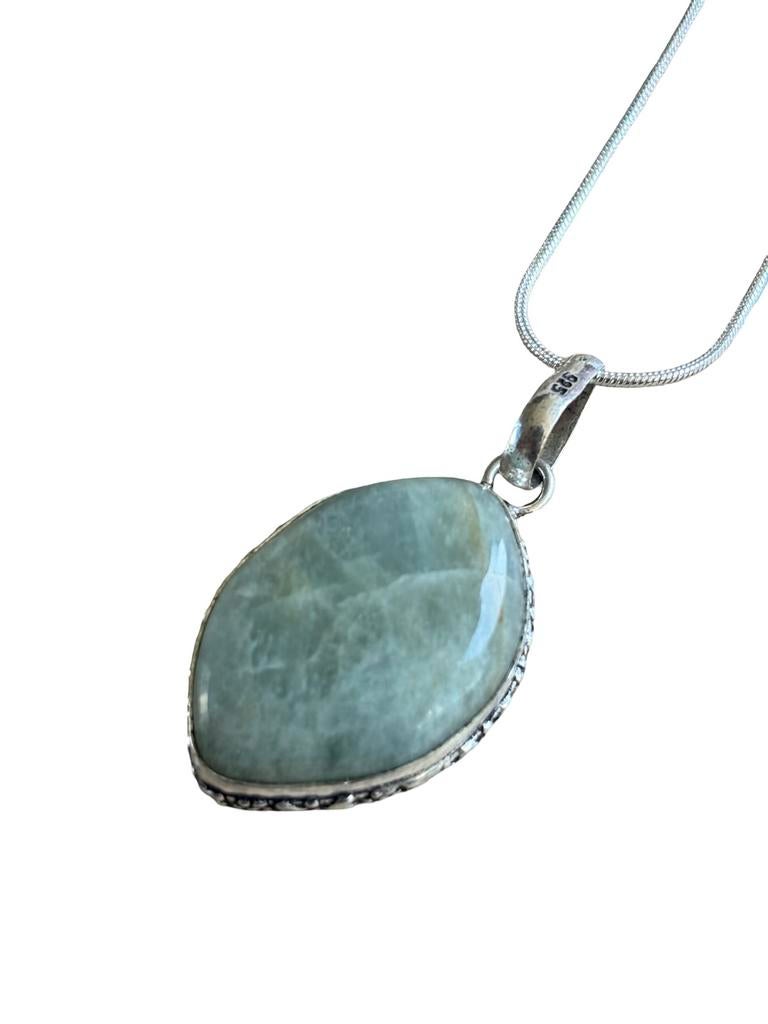 Ketting met Aquamarijn Edelsteenhanger Statement Sieraden, Blauw, Nieuw, Ophalen of Verzenden, Steen of Mineraal