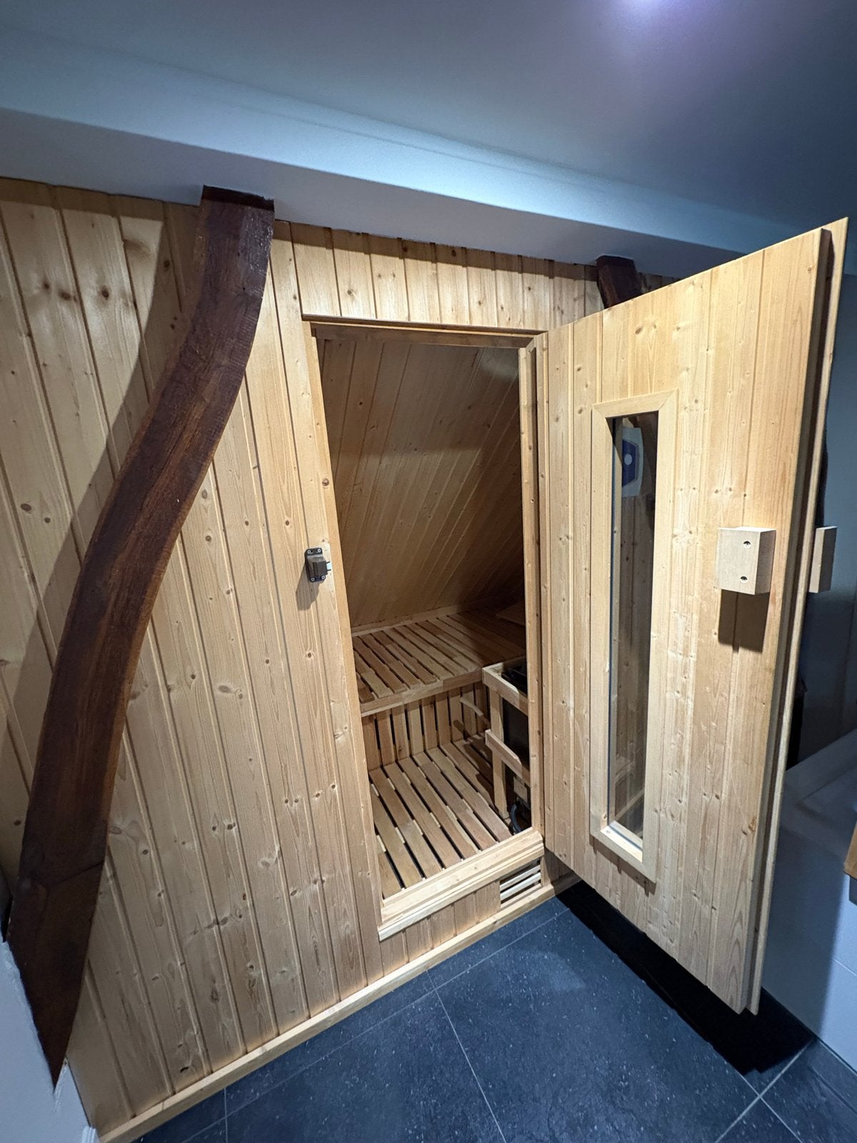 Complete Karibu sauna met elektrische kachel met lavastenen, Sport en Fitness, Sauna, Ophalen, Zo goed als nieuw, Fins of Traditioneel
