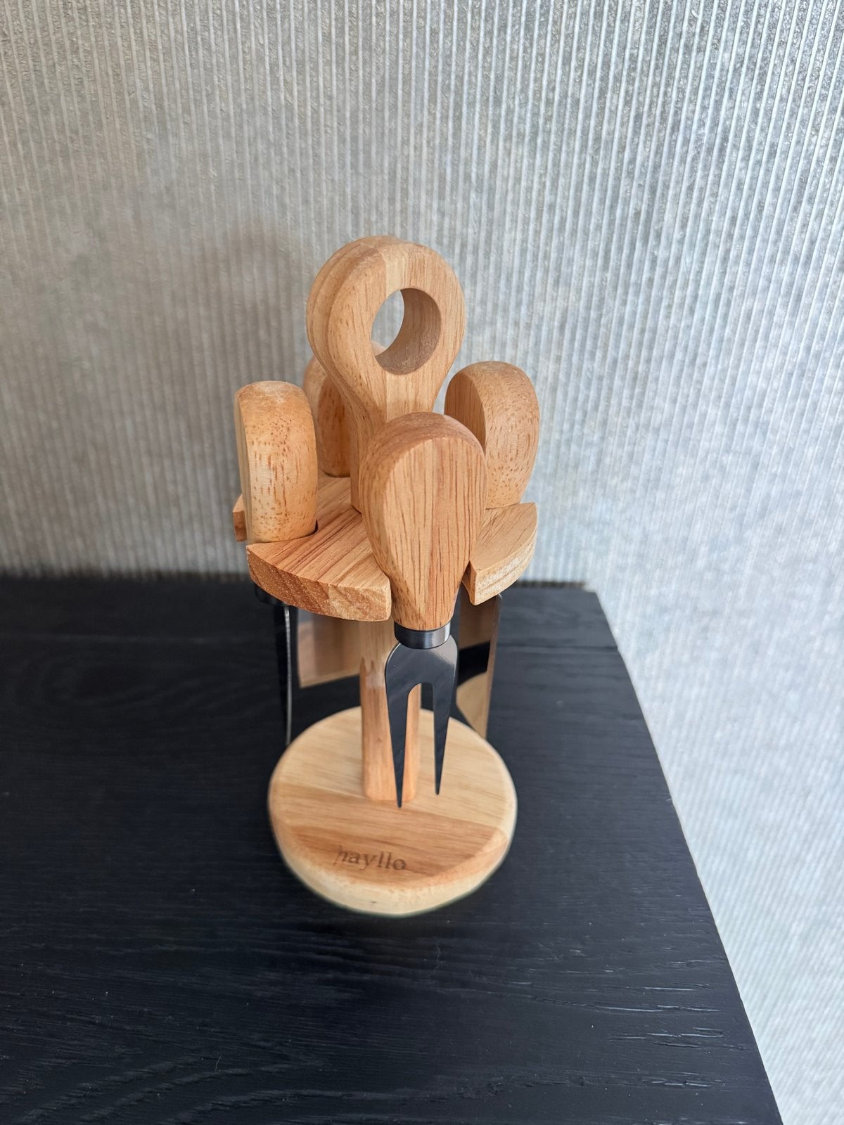 Hayllo Kaasbestekset met Houten Handvatten en Houder, Nieuw, Ophalen of Verzenden, Overige merken, Hout